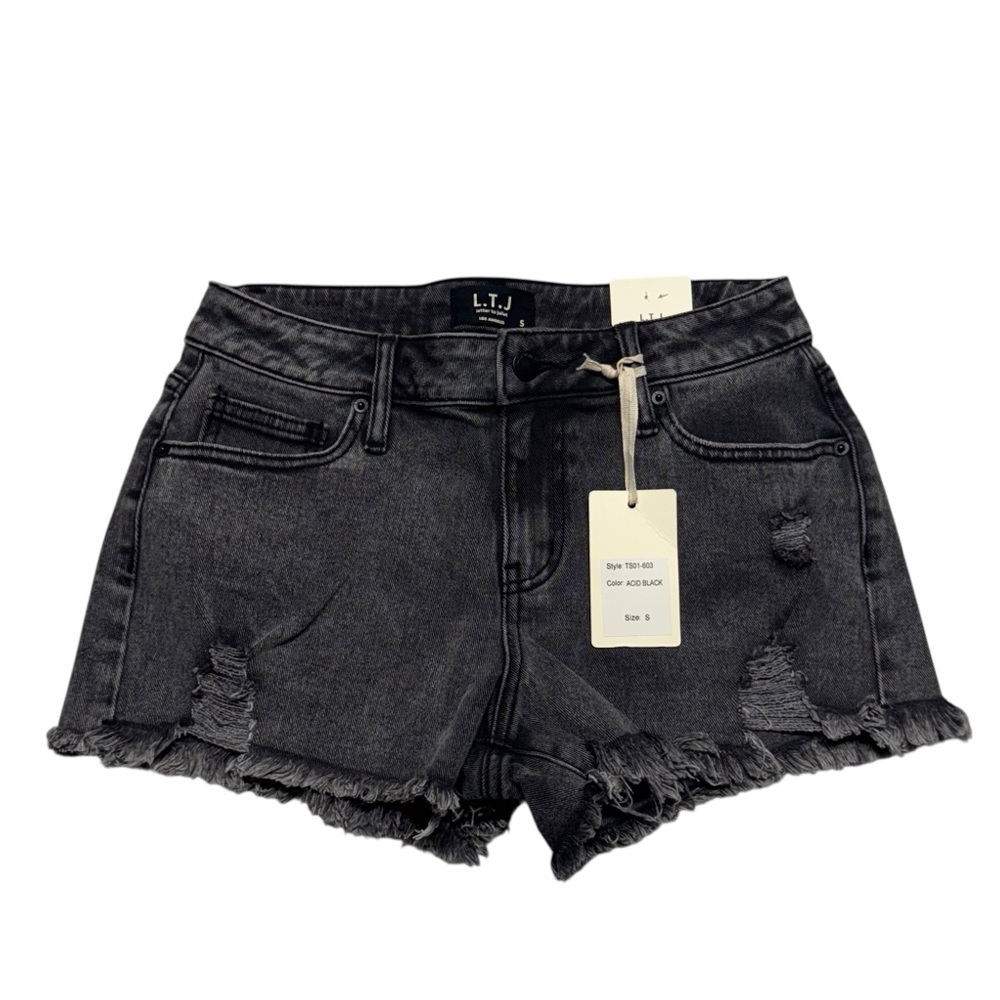 Letter To Juliet Acid Black Gray Distressed Jean Short Womens Small NWT‎ Casual